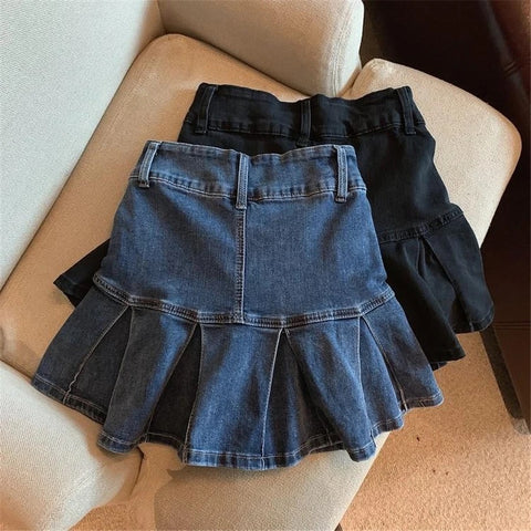 New Streetwear Sexy Mini Denim Pleated Skirt CODE: KAR2915