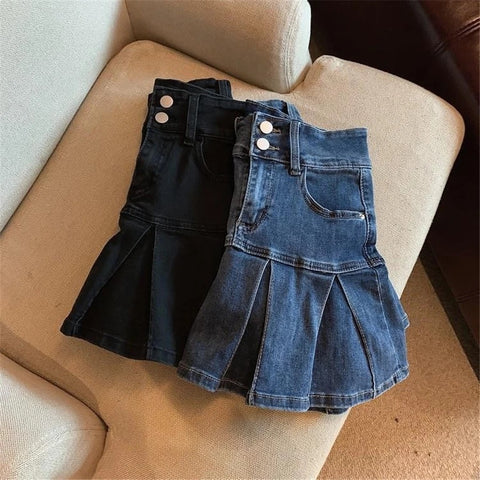 New Streetwear Sexy Mini Denim Pleated Skirt CODE: KAR2915