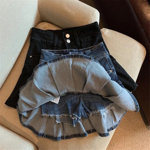 New Streetwear Sexy Mini Denim Pleated Skirt CODE: KAR2915