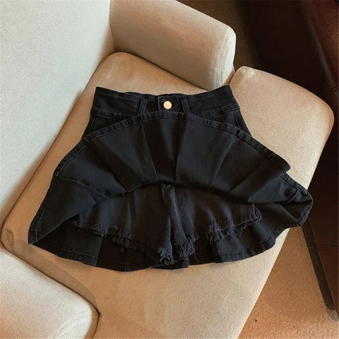 New Streetwear Sexy Mini Denim Pleated Skirt CODE: KAR2915