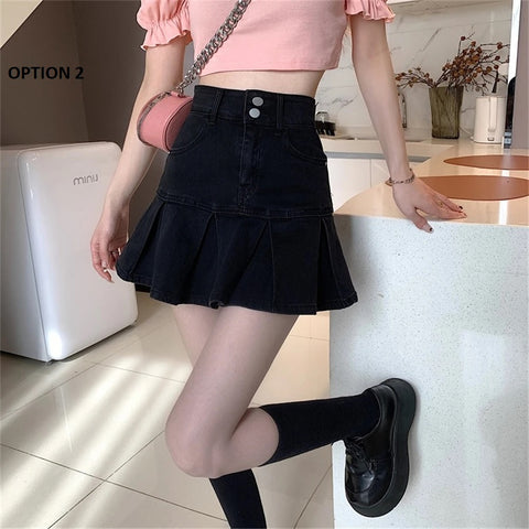 New Streetwear Sexy Mini Denim Pleated Skirt CODE: KAR2915