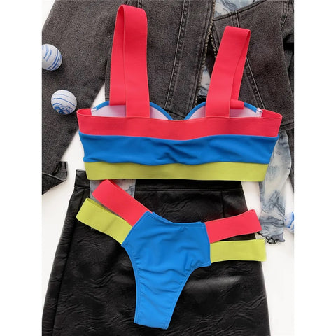 New Splicing Push Up Two-piece Bikini set Swimwear CODE: KAR2922