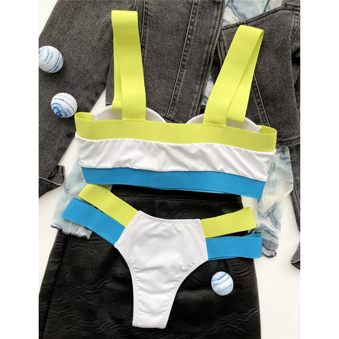 New Splicing Push Up Two-piece Bikini set Swimwear CODE: KAR2922