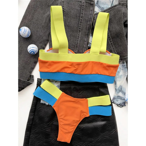 New Splicing Push Up Two-piece Bikini set Swimwear CODE: KAR2922