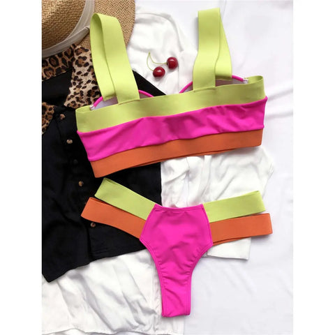 New Splicing Push Up Two-piece Bikini set Swimwear CODE: KAR2922