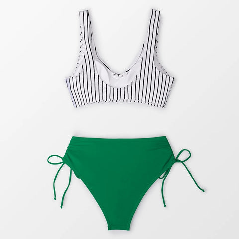 Sexy V-neck Twist Tank Two Piece Bikini Set Swimsuit  CODE: KAR2925