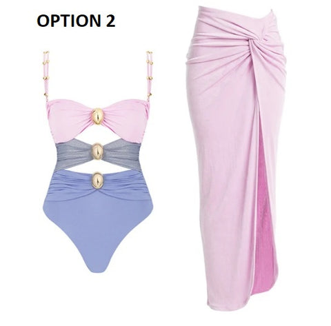 Sexy Bodysuit Top Skirt High Waisted Swimsuit Set CODE: KAR2929