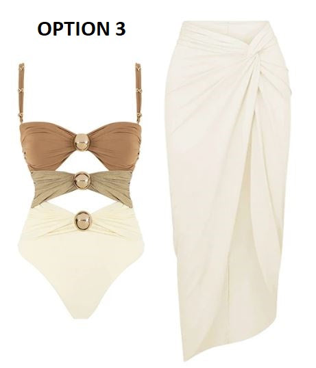 Sexy Bodysuit Top Skirt High Waisted Swimsuit Set CODE: KAR2929