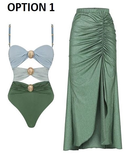 Sexy Bodysuit Top Skirt High Waisted Swimsuit Set CODE: KAR2929