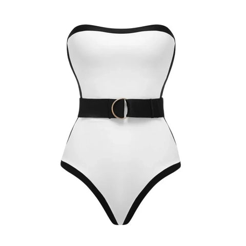 Summer Bandeau Color Block One Piece Swimsuit  CODE: KAR2930
