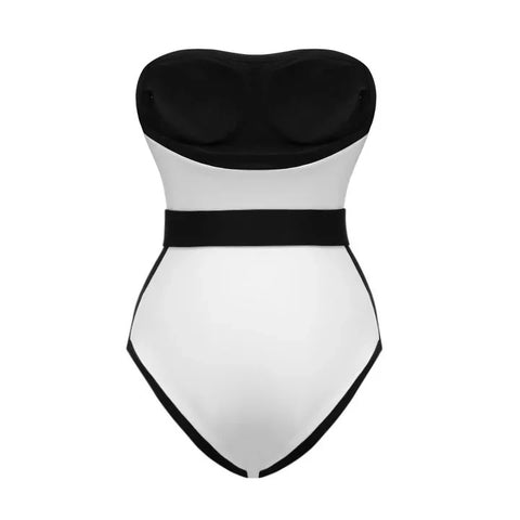 Summer Bandeau Color Block One Piece Swimsuit  CODE: KAR2930