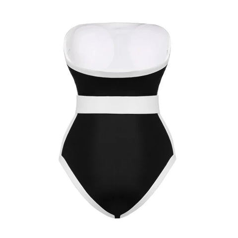 Summer Bandeau Color Block One Piece Swimsuit  CODE: KAR2930