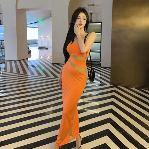 Sexy Elegant Slim Mid Length Irregular Long Dress CODE: KAR2933