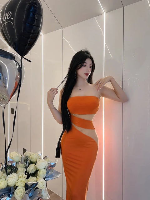 Sexy Elegant Slim Mid Length Irregular Long Dress CODE: KAR2933