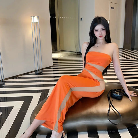 Sexy Elegant Slim Mid Length Irregular Long Dress CODE: KAR2933