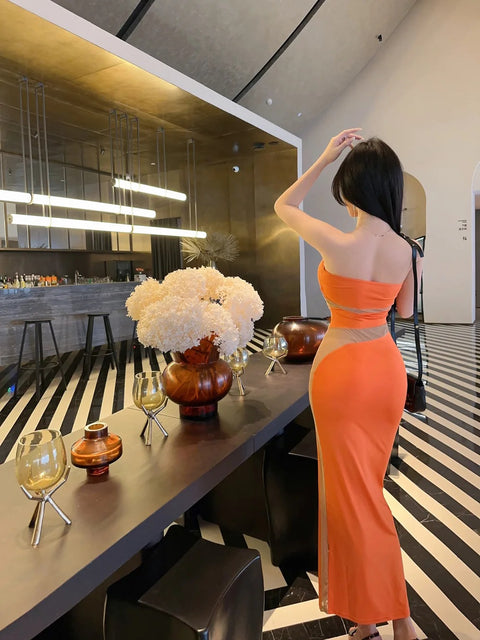 Sexy Elegant Slim Mid Length Irregular Long Dress CODE: KAR2933