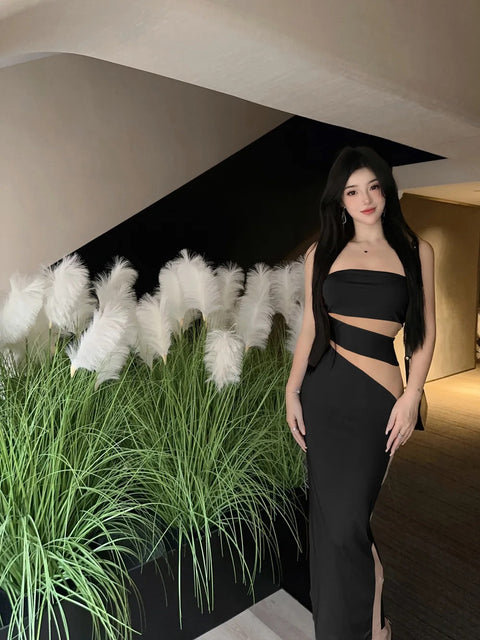 Sexy Elegant Slim Mid Length Irregular Long Dress CODE: KAR2933