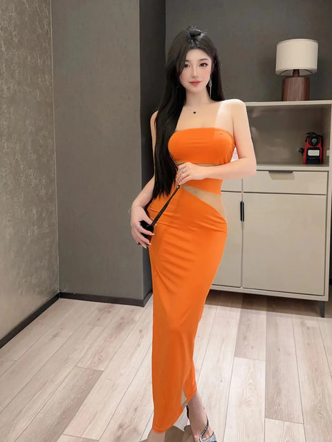 Sexy Elegant Slim Mid Length Irregular Long Dress CODE: KAR2933