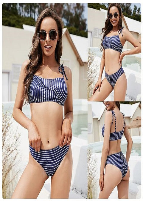 New Halter Stripe Two Pieces Swimsuit CODE: KAR2938