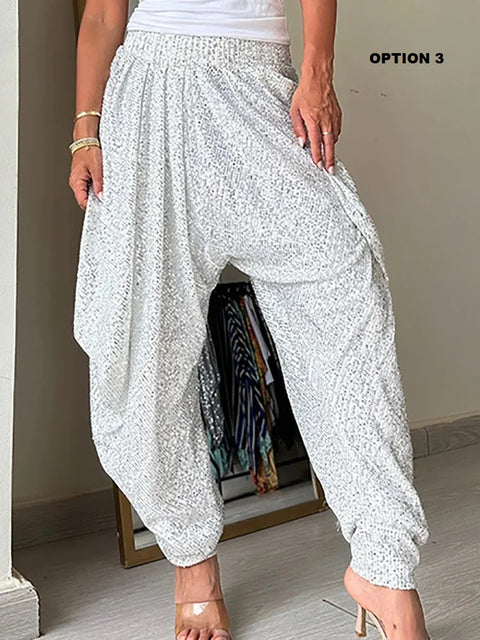 Full Sequined Patchwork Solid Pants CODE: KAR2940