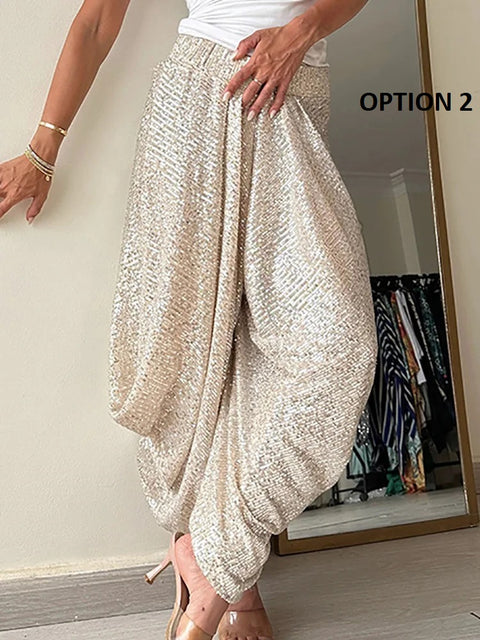 Full Sequined Patchwork Solid Pants CODE: KAR2940