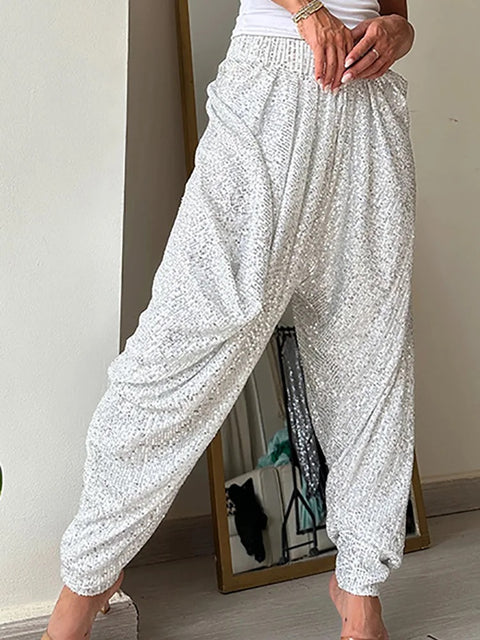Full Sequined Patchwork Solid Pants CODE: KAR2940