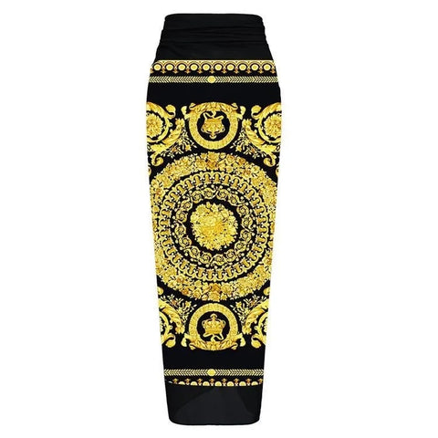 Designer One Piece Swimsuit and Skirt Cover Up Sexy Retro Print Swimwear  CODE: KAR2948