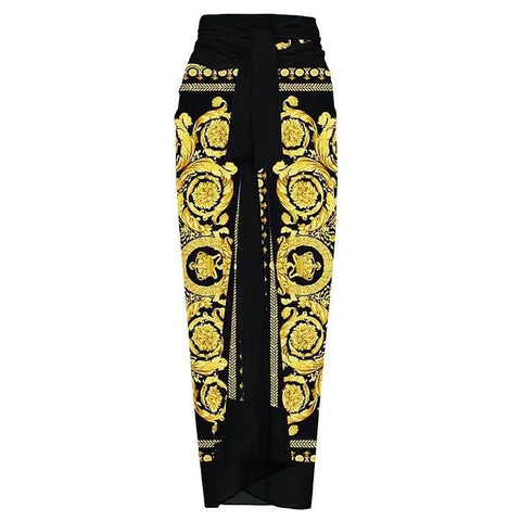 Designer One Piece Swimsuit and Skirt Cover Up Sexy Retro Print Swimwear  CODE: KAR2948