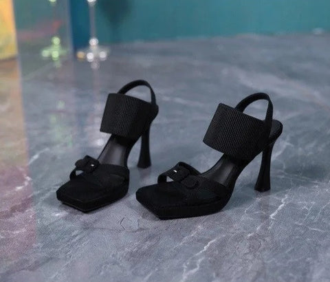 New Fashion Elastic Band Square Toe Heeled Sandal CODE: KAR2949