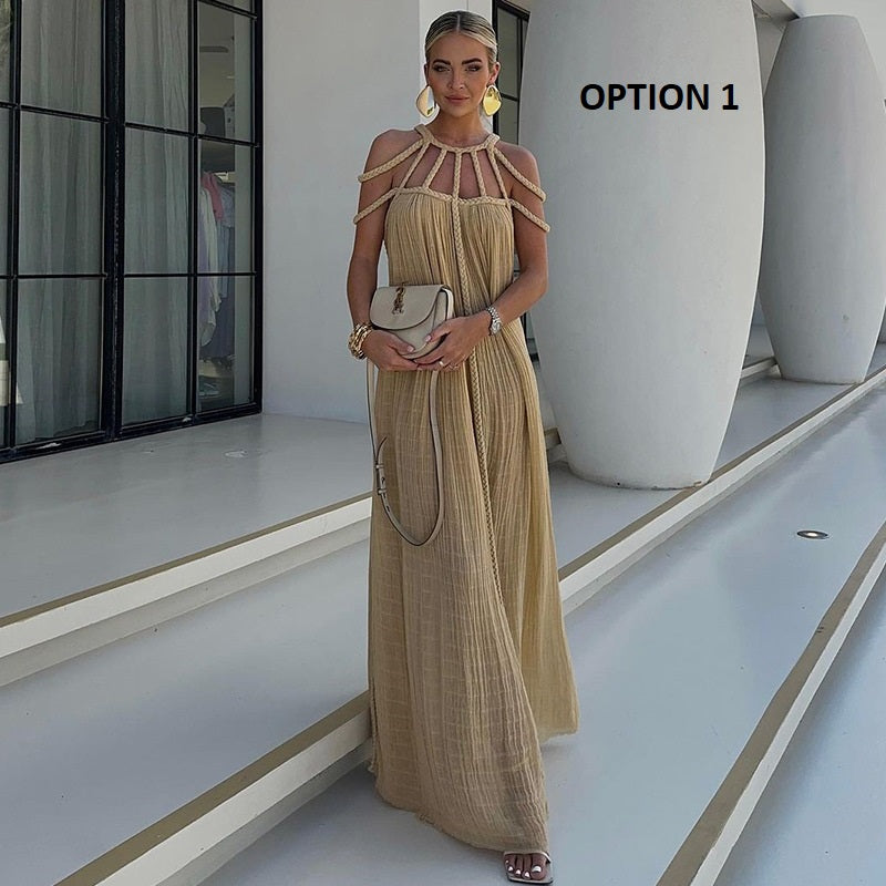 loose dress code what are loose-fitting dresses called Freeacy 2025 Spring Stylish Dress for Women Contrast Color Long Sleeve