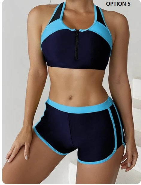 New Zipper Tankini Set High Waist Shorts Swimwear CODE: KAR2961