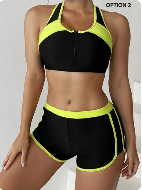 New Zipper Tankini Set High Waist Shorts Swimwear CODE: KAR2961