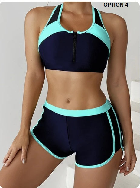New Zipper Tankini Set High Waist Shorts Swimwear CODE: KAR2961