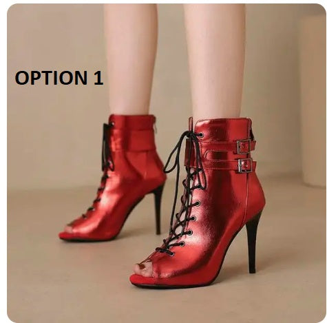 Luxury Designer Fashion High Heel Flock Slip-On Cross Ankle Boots CODE: KAR2965
