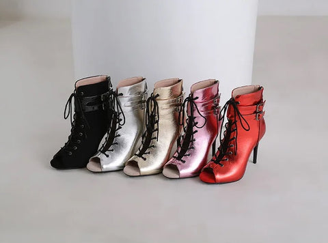 Luxury Designer Fashion High Heel Flock Slip-On Cross Ankle Boots CODE: KAR2965