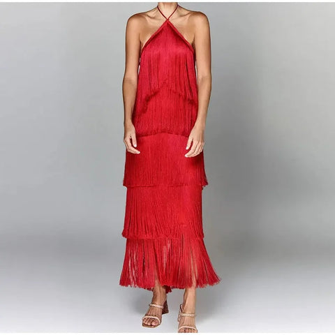 New Elegant Backless Lace Up Sleeveless Slim Long Dress CODE: KAR2970