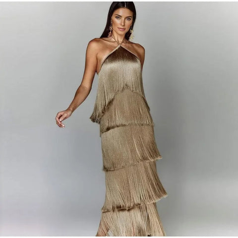 New Elegant Backless Lace Up Sleeveless Slim Long Dress CODE: KAR2970