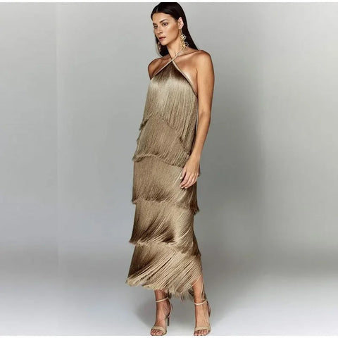 New Elegant Backless Lace Up Sleeveless Slim Long Dress CODE: KAR2970