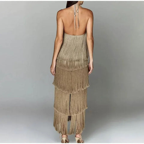 New Elegant Backless Lace Up Sleeveless Slim Long Dress CODE: KAR2970