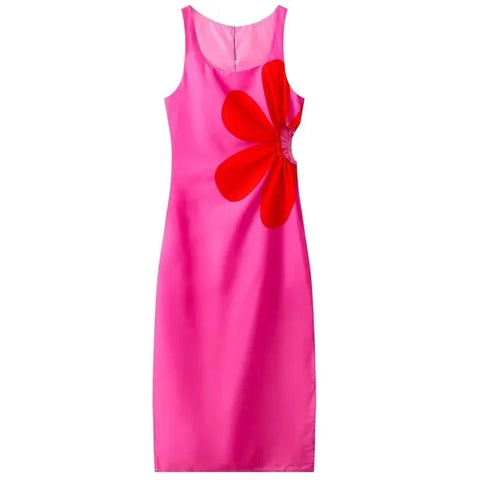 New Summer Midi Print Ruffled Sleeveless Floral Cut-Out Dress CODE: KAR2971