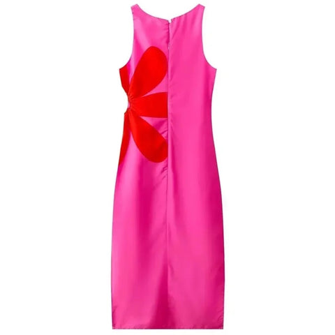 New Summer Midi Print Ruffled Sleeveless Floral Cut-Out Dress CODE: KAR2971
