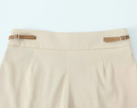 New Pleated Mini Skirts Pieces Belt Short Top Set CODE: KAR2976