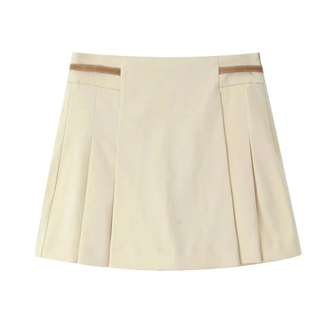New Pleated Mini Skirts Pieces Belt Short Top Set CODE: KAR2976