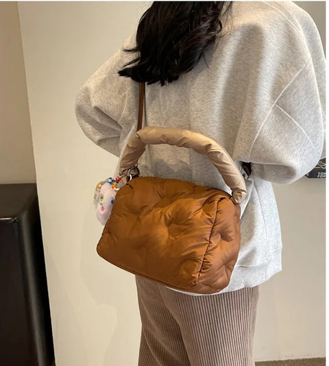 New Casual Padding Eiderdown Soft Crossbody Small Pillow Tote Handbag CODE: KAR2980