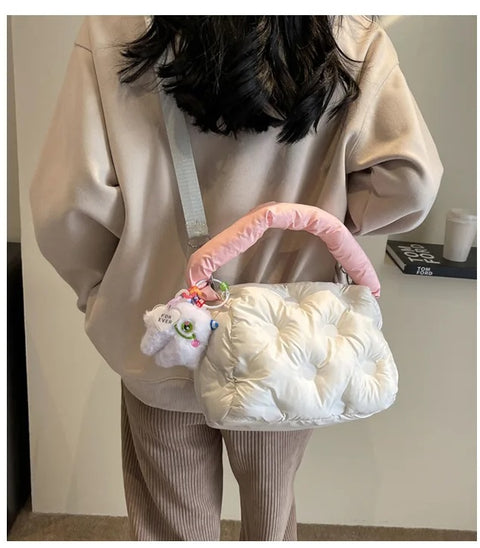 New Casual Padding Eiderdown Soft Crossbody Small Pillow Tote Handbag CODE: KAR2980