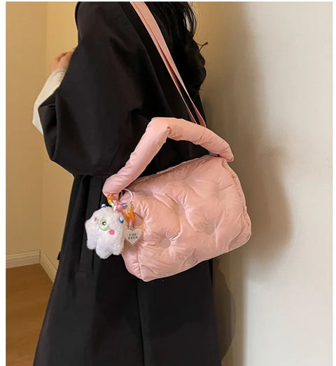 New Casual Padding Eiderdown Soft Crossbody Small Pillow Tote Handbag CODE: KAR2980