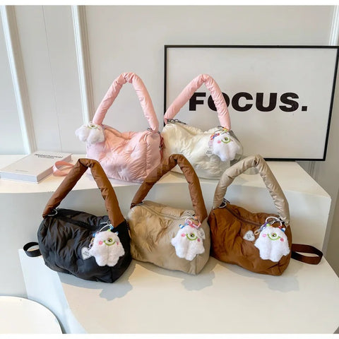 New Casual Padding Eiderdown Soft Crossbody Small Pillow Tote Handbag CODE: KAR2980