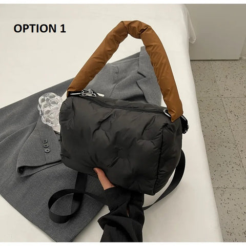 New Casual Padding Eiderdown Soft Crossbody Small Pillow Tote Handbag CODE: KAR2980