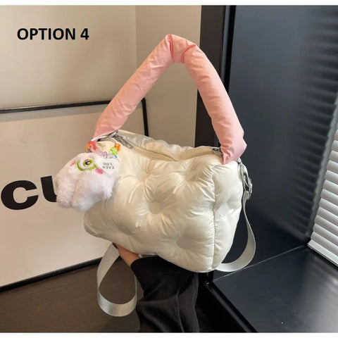 New Casual Padding Eiderdown Soft Crossbody Small Pillow Tote Handbag CODE: KAR2980