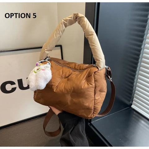 New Casual Padding Eiderdown Soft Crossbody Small Pillow Tote Handbag CODE: KAR2980